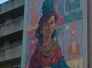 Mural de Nómada á beira do Anllóns, na r/ Fomento