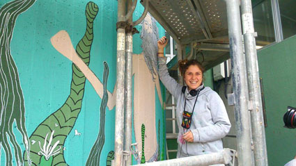 Alejandra Martínez en el pabellón de la Vila de Noia Alejandra Martínez en el pabellón de la Vila de Noia