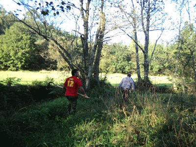 Voluntarios de Senda Nova limpiando la ruta